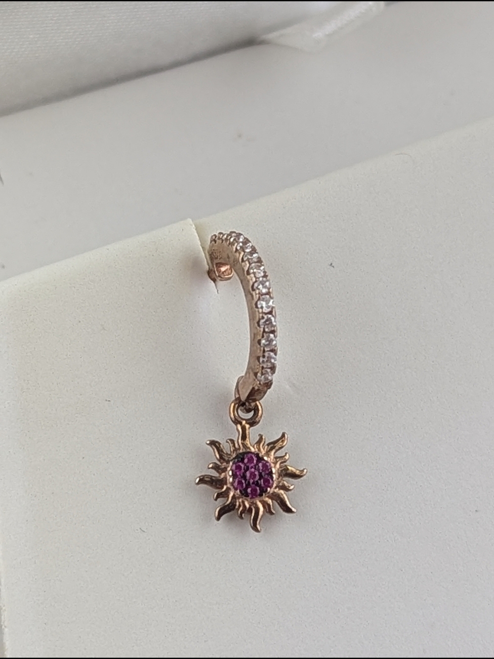 🌞 925 Sterling Silver Rose Gold Plated Sunburst Huggie Earrings ✨